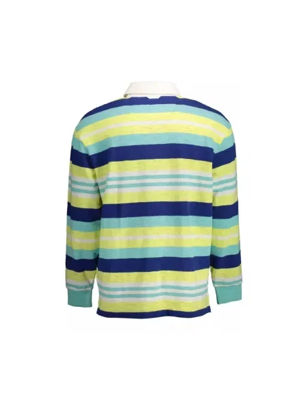 Koszulka polo Gant z długim rękawem elegancka w paski żółta