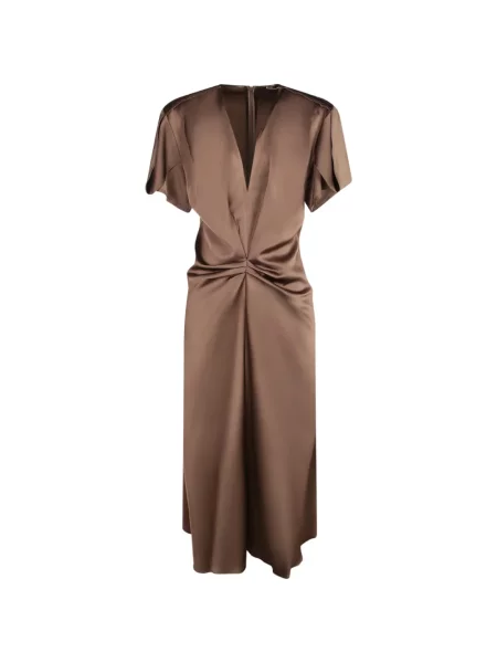 Rochie midi Blanca Vita cu decolteu în V cu volane maro