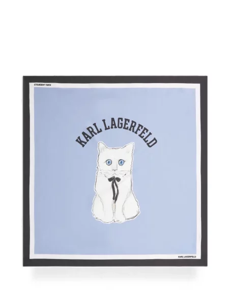 Fular Karl Lagerfeld de mătase cu imagine albastru