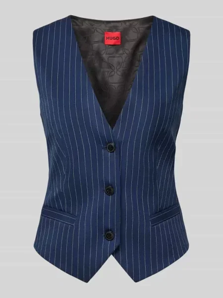 Kamizelka garniturowa o kroju slim fit z mieszanki model Hugo granatowa