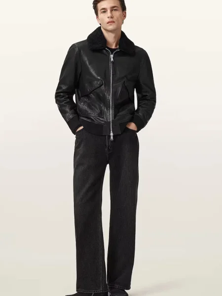 AllSaints geacă de piele VAUCLUSE negru
