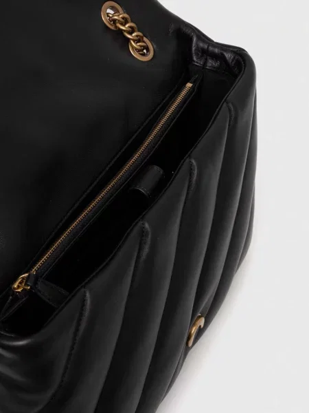 Pinko чанта crossbody дамска от кожа черно
