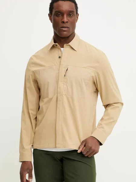 Риза The North Face Lightrange мъжка зелено със стандартна кройка с класическа яка бежово