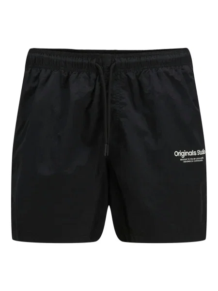 Jack & Jones Plus Plavecké šortky JPSTNaxos Vesterbro čierna biela