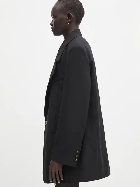Μάλλινο σακάκι Marine Serre Virgin Wool Twill Boxy μαύρο