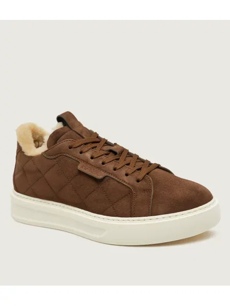FABI Căptușite sneakers | piele întoarsă zamsz | cu adaos de lână | shearling maro