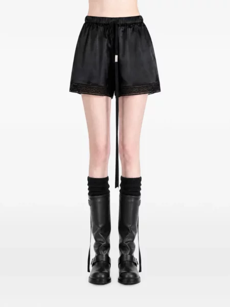 Pantaloni scurți Ann Demeulemeester de mătase negru