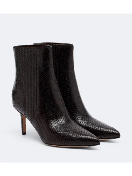 Cizme scurte Veronica Beard din piele cu model piele de șarpe maro