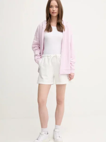United Colors of Benetton szorty gładkie high waist biały