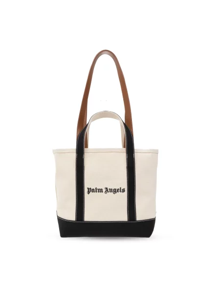 Shopperka Palm Angels z nadrukiem płócienna beżowa