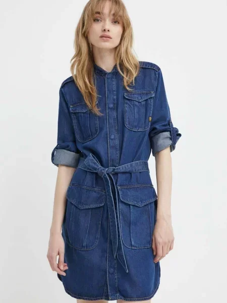 G-Star Raw sukienka granatowy mini prosta