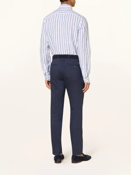 Windsor. Kalhoty Silvi Extra Slim Fit S Lněným Vzorem navy