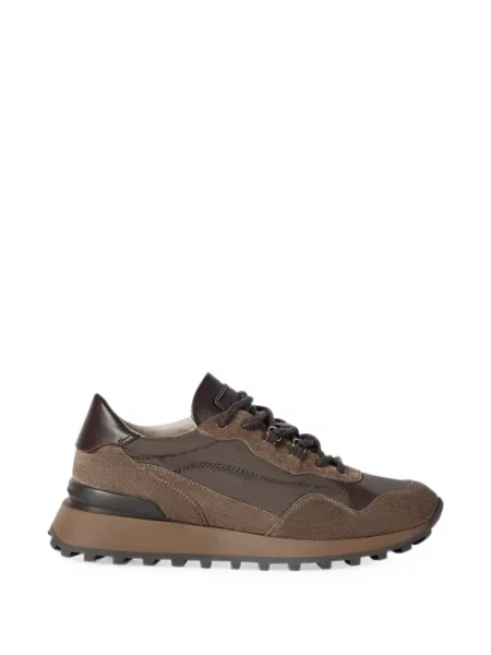 Sneakerși Brunello Cucinelli din piele de căprioară maro