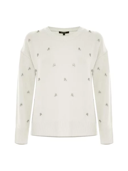 Sweter Kocca z koralikami biały