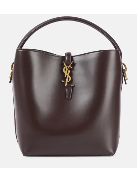 Usnjena bucket torba Saint Laurent rjava