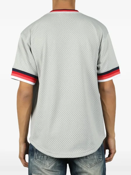Košile Mitchell & Ness s výstřihem do v jersey šedá