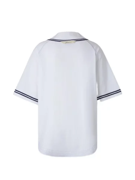 Cămașă Jacquemus cu broderie cu dungi alb