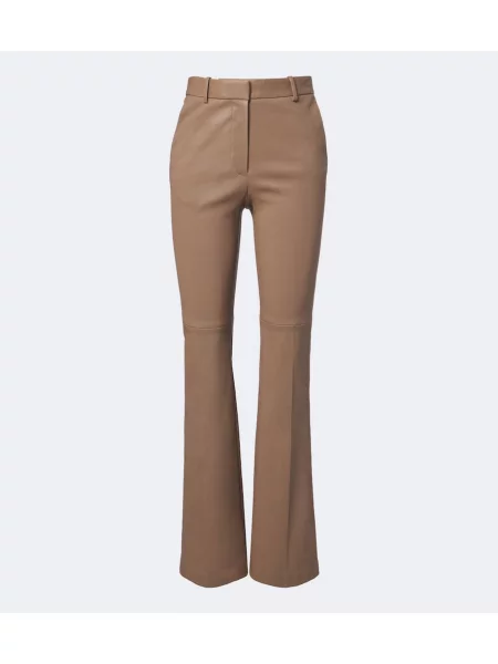 Pantaloni Joseph din piele evazate bej