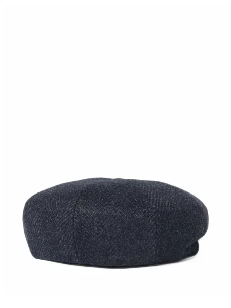 Căciulă Borsalino de lână fără toc cu model herringbone albastru