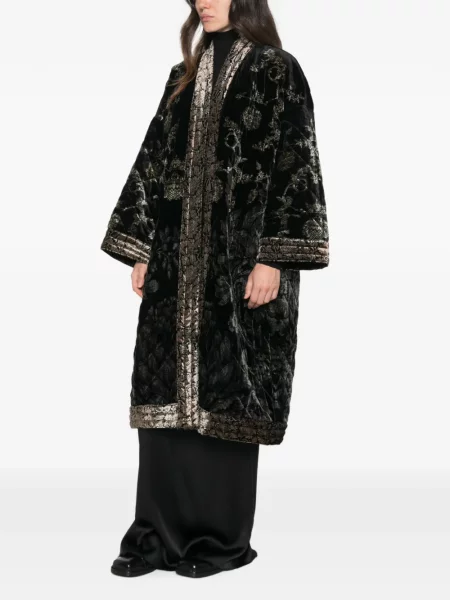 Palton Pierre-louis Mascia de catifea cu model floral cu imagine negru