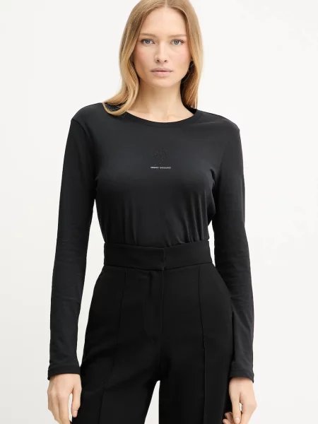 Блуза с дълги ръкави Armani Exchange черно