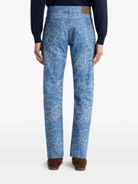Blugi Etro cu model paisley din jacard albastru