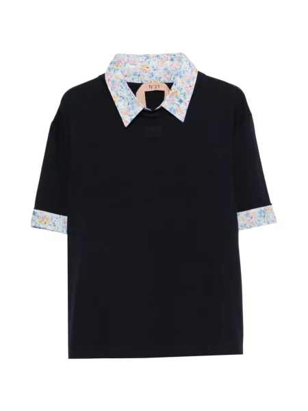 Gulerat tricou N°21 cu model floral albastru