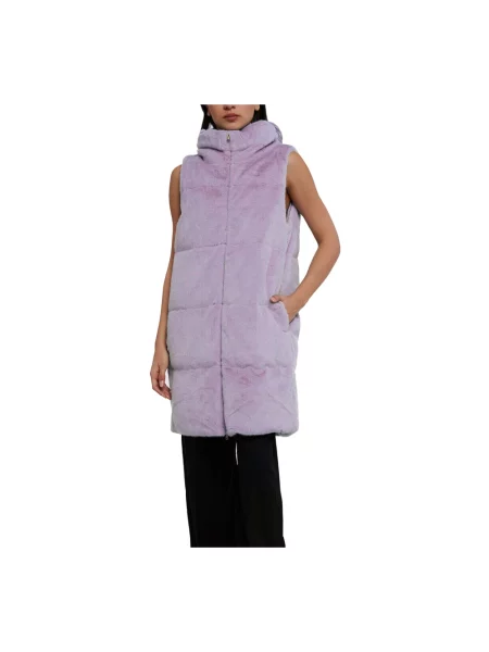 Futrzana kamizelka Herno bez rękawów z futerkiem fioletowa