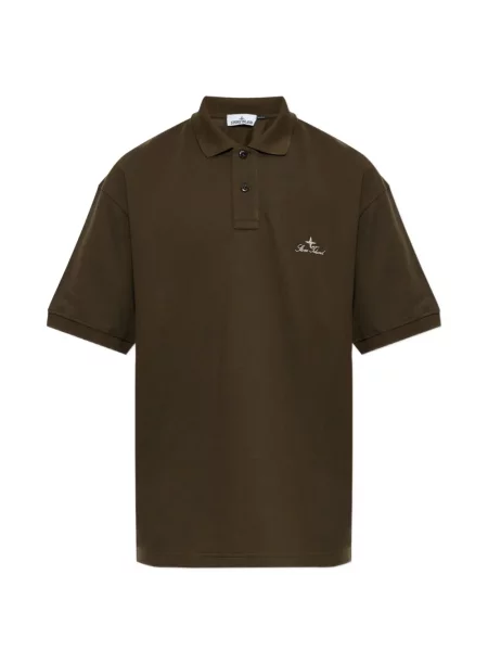 Tricou polo Stone Island cu broderie maro