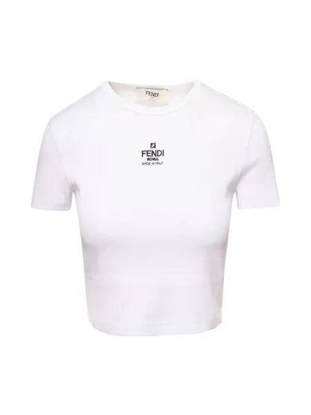 Krótka koszulka Fendi z logo biała