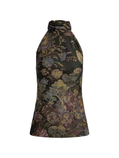 Top Ralph Lauren Collection de mătase cu model floral cu imagine maro