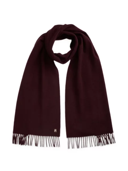 Fular Tommy Hilfiger cu franjuri violet
