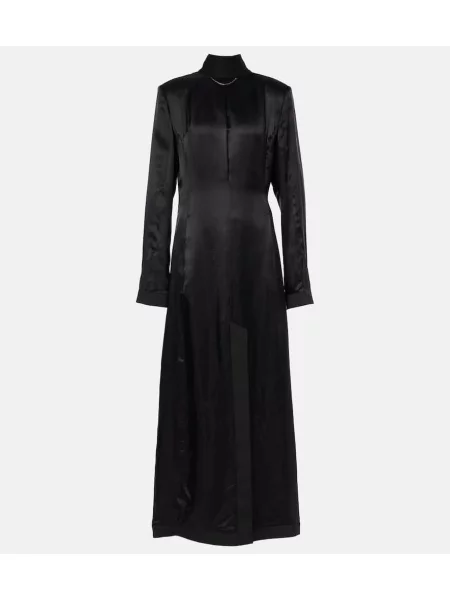 Rochie maxi Mm6 Maison Margiela din satin de costum negru