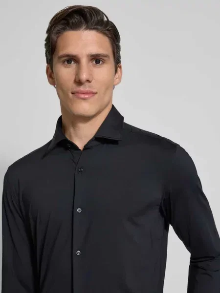 Koszula biznesowa o kroju slim fit z czystej bawełny model KENNO' Hugo czarna