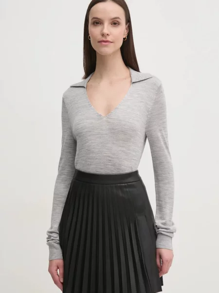 Svetr z vlněné směsi Calvin Klein dámský lehký šedá