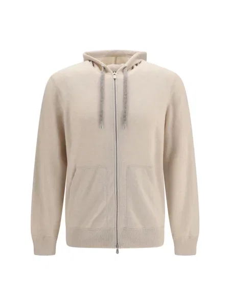 Bluza z kapturem Brunello Cucinelli z kaszmiru z kapturem beżowa