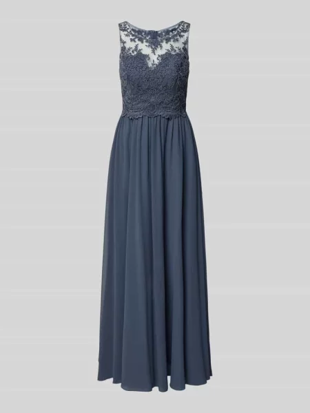 Sukienka wieczorowa z kwiatową koronkową aplikacją Laona