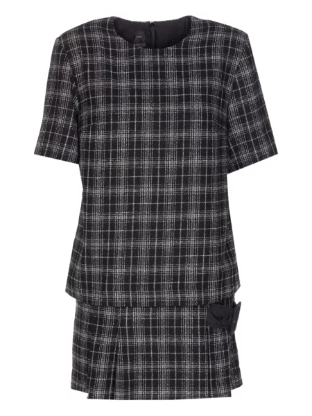 Mała sukienka mini Pinko w kratkę garniturowa czarna