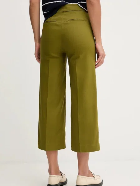Kalhoty United Colors of Benetton široké high waist zelená