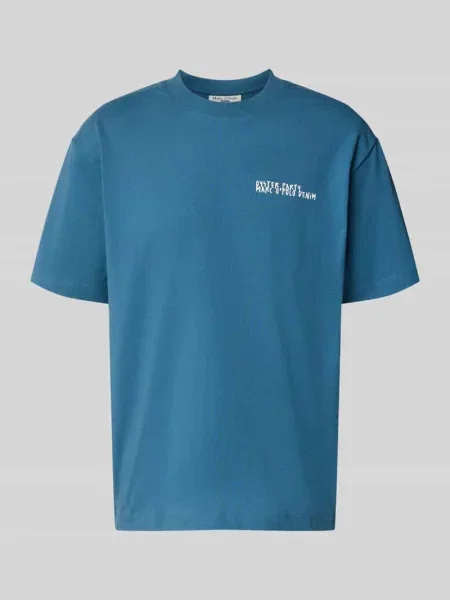 T-shirt o kroju relaxed fit z czystej bawełny z nadrukiem z motywem Marc O'polo Denim błękitna