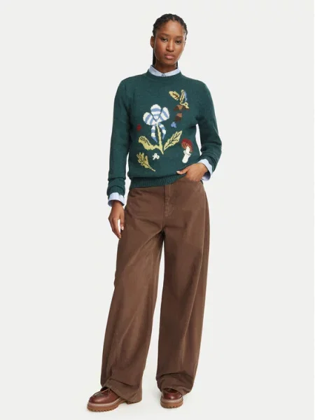 Weekend Max Mara Medžiaginės kelnės Ordine ruda