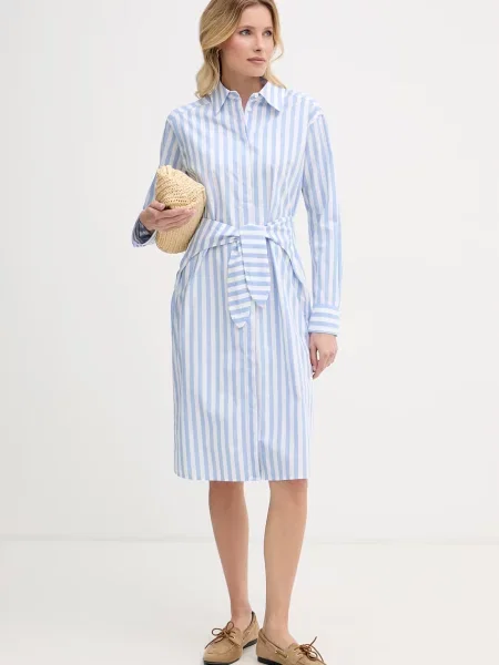 Calvin Klein Rochie tip cămașă Yarndye albastru