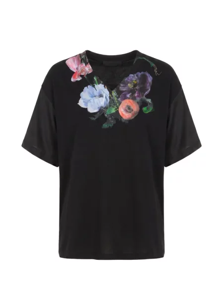 Tricou Maison Margiela cu model floral cu imagine cu decolteu în V negru