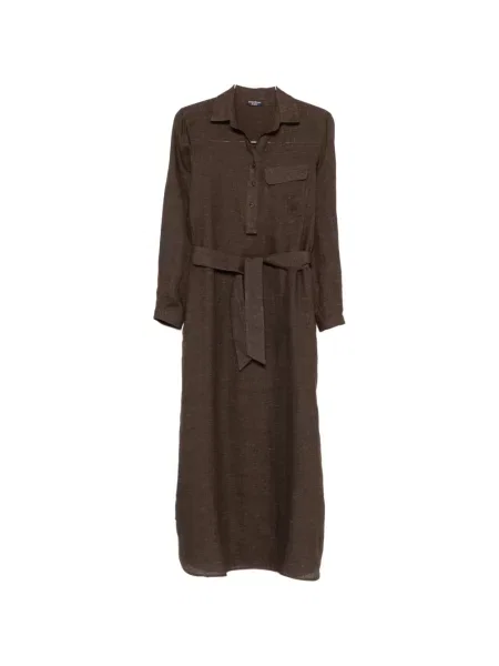 Rochie tip cămașă Emporio Armani până la genunchi de costum maro