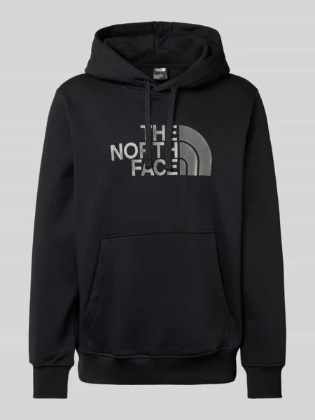 Sweter The North Face z kapturem z nadrukiem czarny