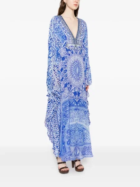 Rochie maxi Camilla cu imagine de costum albastru