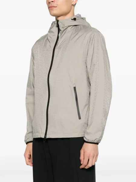 Geacă Emporio Armani cu glugă gri