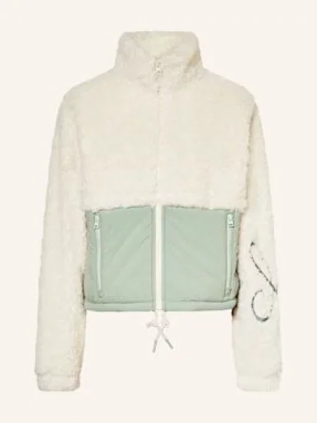 Hugo Blue Kurtka Fulver Z Mieszanki Materiałów Z Pluszem beige biała