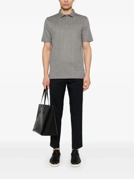 Tricou polo Boss cu dungi gri