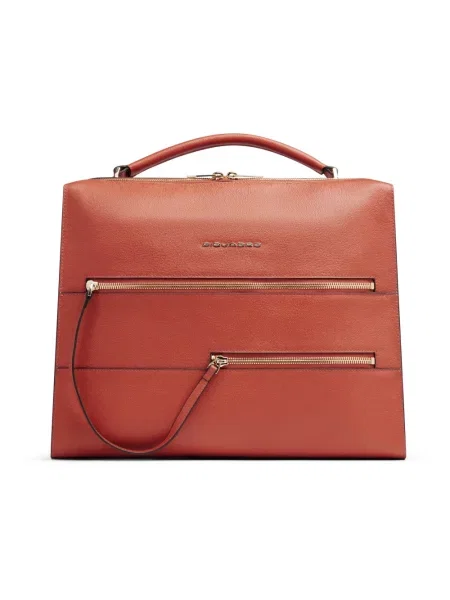 Torebka skórzana Piquadro skórzana pomarańczowa